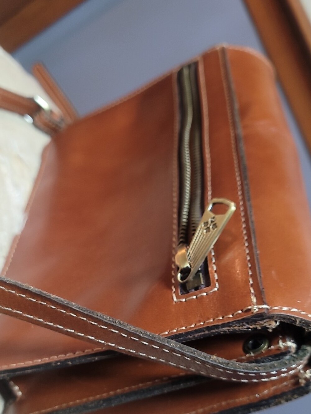 Patricia Nash Cognac Leather Crossbody Satchel - Picture 7 of 9
